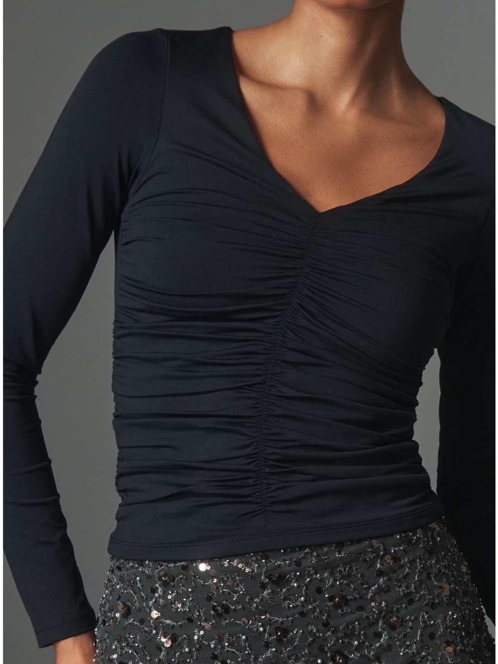 NWT Anthropologie Long Sleeve Ruched Top